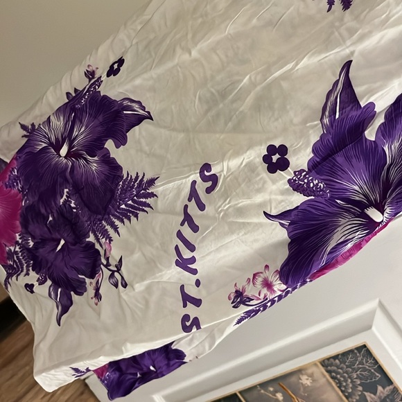 🦚Floral Strapless Dress - Purple and White - Picture 8 of 9